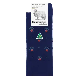 Humphrey Law Fine Merino Wool Health Sock -Sunflowers Navy