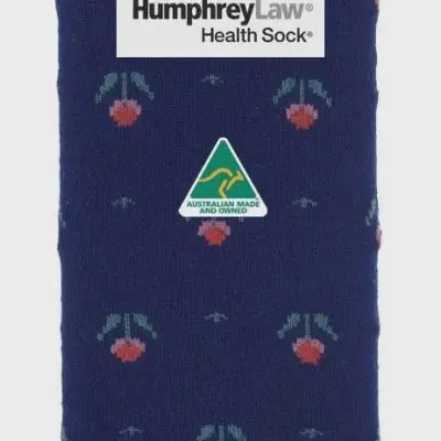 Humphrey Law Fine Merino Wool Health Sock - Tulips Navy