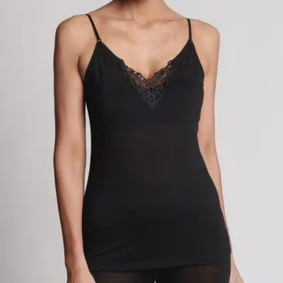 Baselayers E Wool Motif Cami - Black