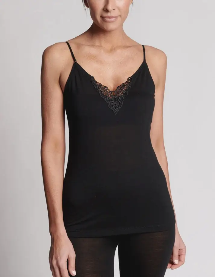 Baselayers E Wool Motif Cami - Black