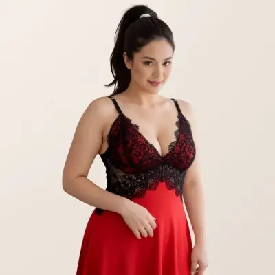 SNL Céline Lace Chemise - Red/Black