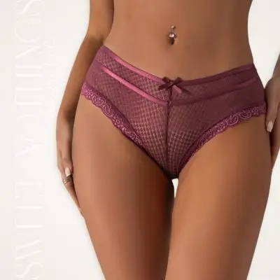 SNL Peek Show Lace Brief - Berry
