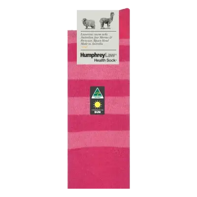 Humphrey Law Australian Merino & Baby Alpaca Blend Stripe Health Sock - Fuchsia