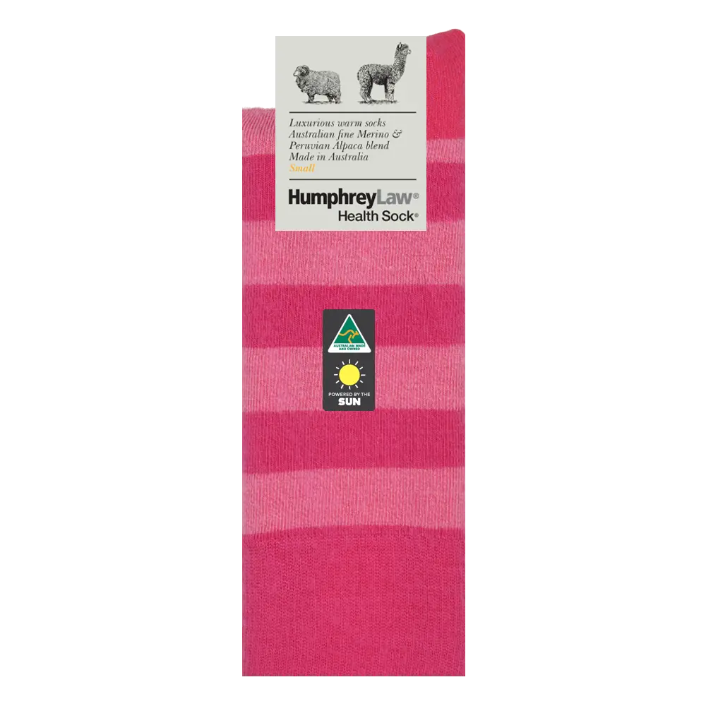 Humphrey Law Australian Merino & Baby Alpaca Blend Stripe Health Sock - Fuchsia