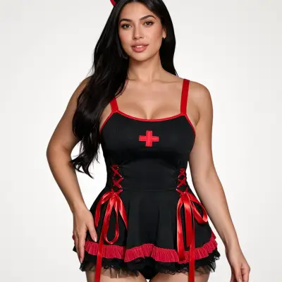 SNL Sexy Nurse Betty Costume - Black