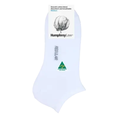 Humphrey Law 80% Mercerised Cotton Ankle Sock - White