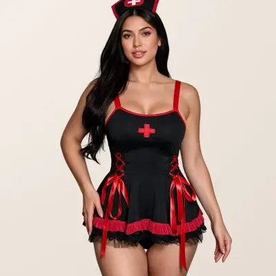 SNL Sexy Nurse Betty Costume - Black