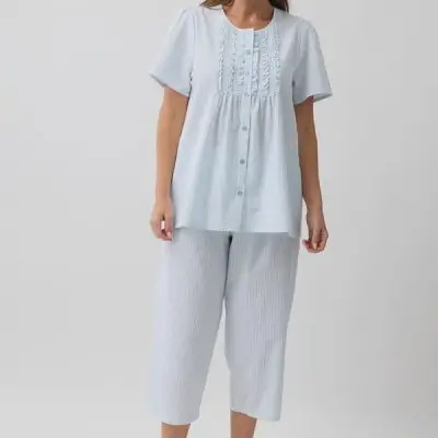 Schrank Stripe 3/4 Length PJ Set - Sage