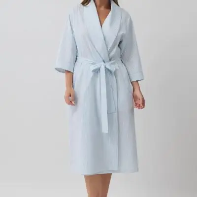 Schrank Stripe Wrap Robe - Sage