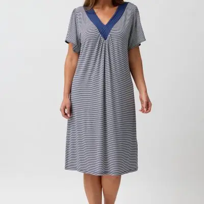 Yuu Hamptons Stripe Diamond Nightie - Navy