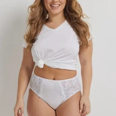 Kayser Daily Essentials Stretch Lace & Cotton Full Brief - White