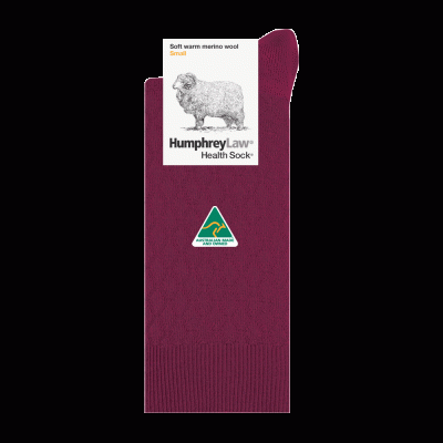 Humphrey Law Fine Merino Wool Quilted Health Sock - Berry