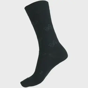 Humphrey Law 85% Mercerised Cotton Patterned Health Sock - Navy