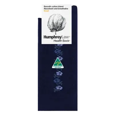 Humphrey Law 85% Mercerised Cotton Patterned Health Sock -Navy Pansy