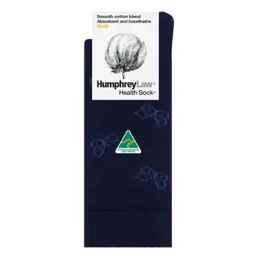 Humphrey Law 85% Mercerised Cotton Patterned Health Sock -Navy Butterfly