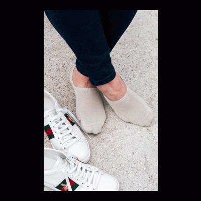 Cotton Blend Invisible Sock with Silicone Free Heel Grip - Bone